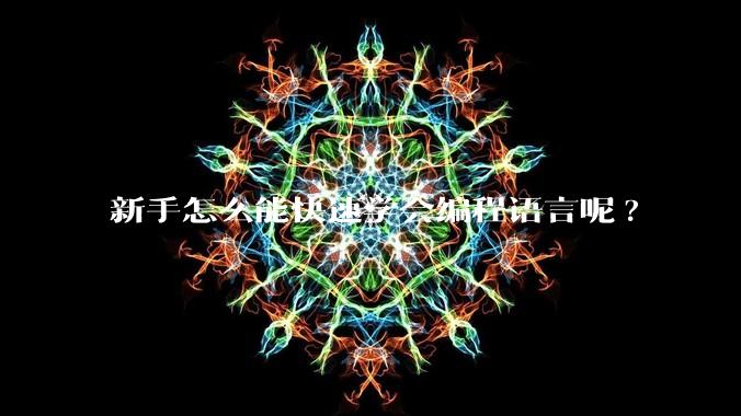 新手怎么能快速学会编程语言呢?
